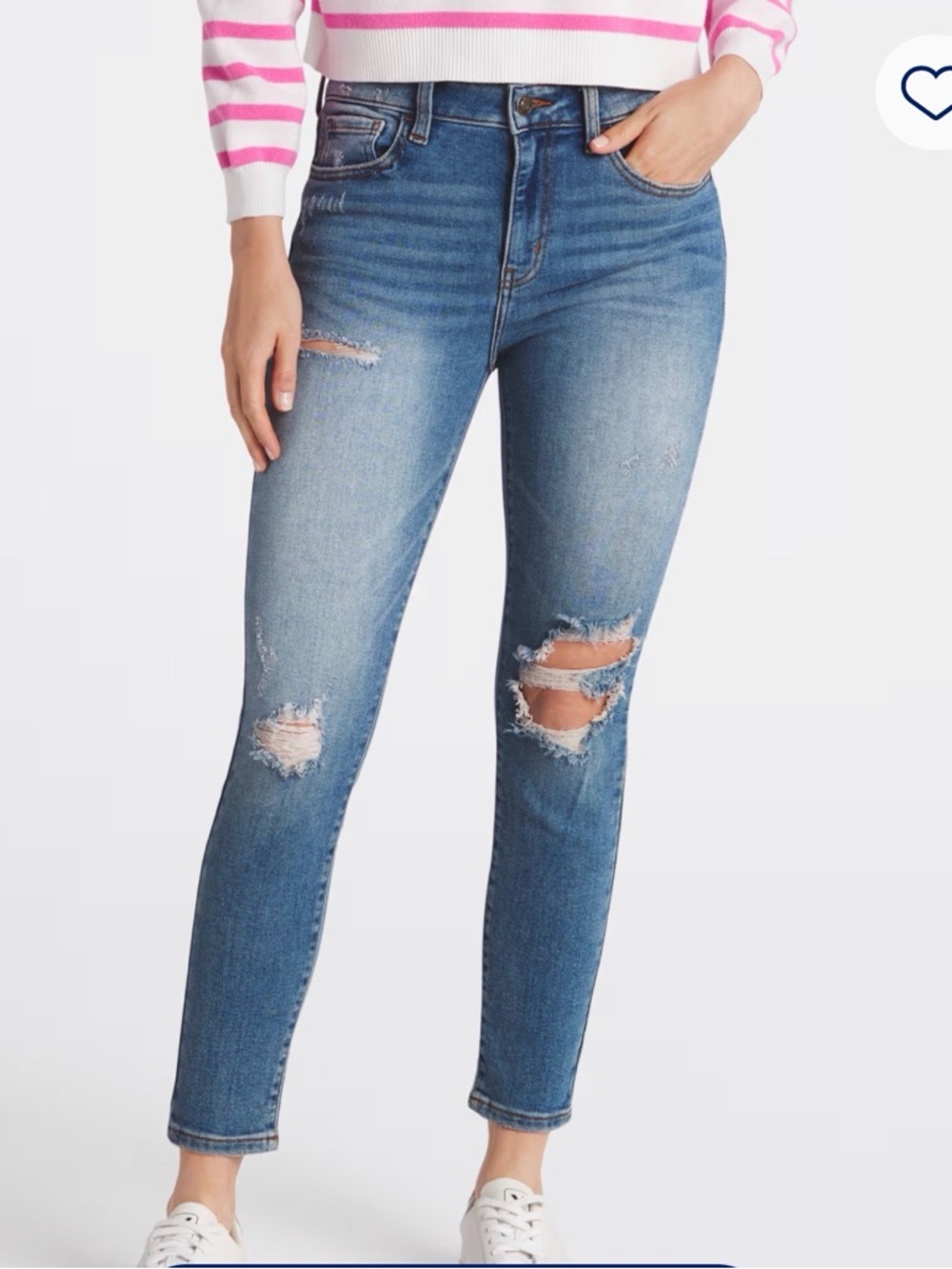 Studio Blue Eco High Rise Cropped Blue Distressed Skinny Jeans - Women's